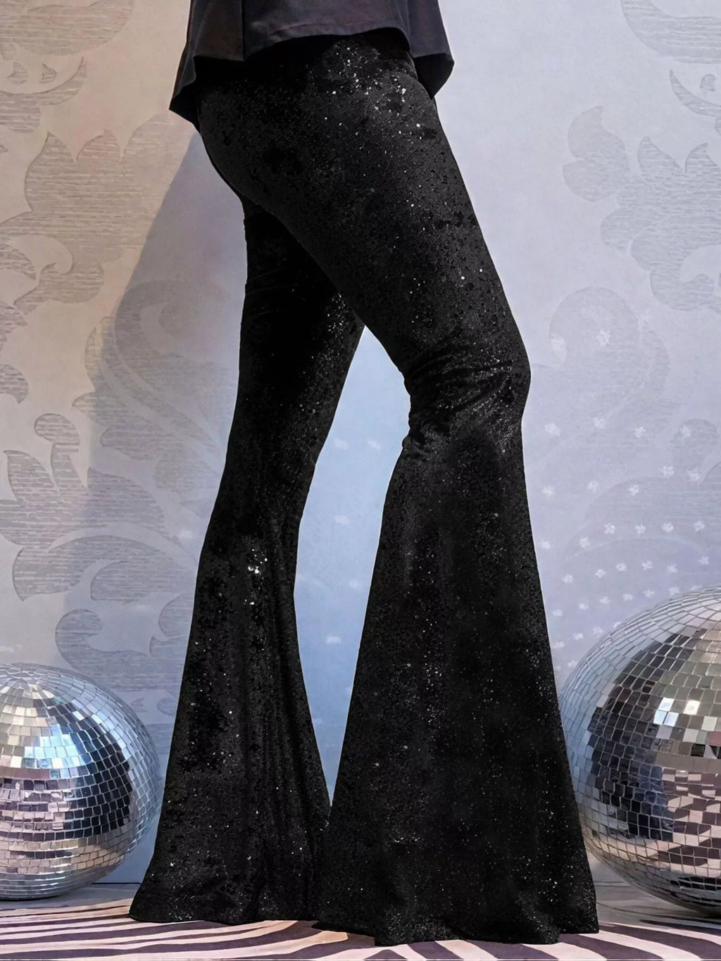 Velvet High Waist Flared Pants