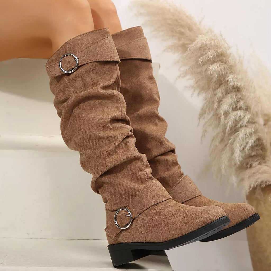 Buckle Accent Slouch Boots