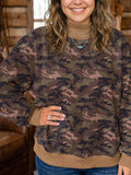 Plus Size Camouflage Print Long Sleeve Oversized Shift Sweatshirt
