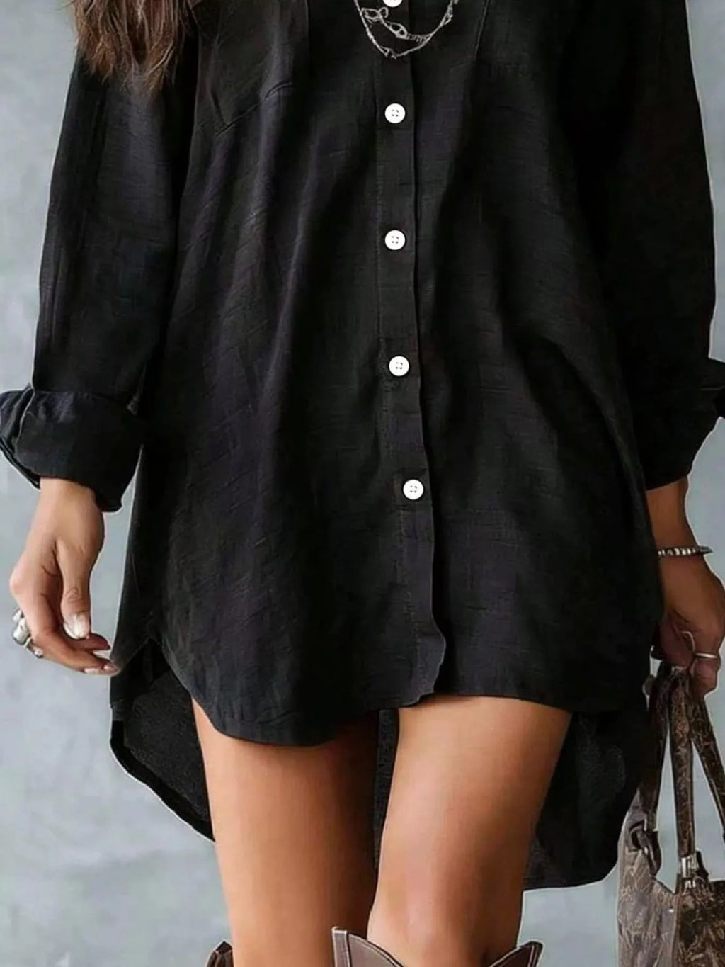 Casual Linen Shirt Dress with Pockets
