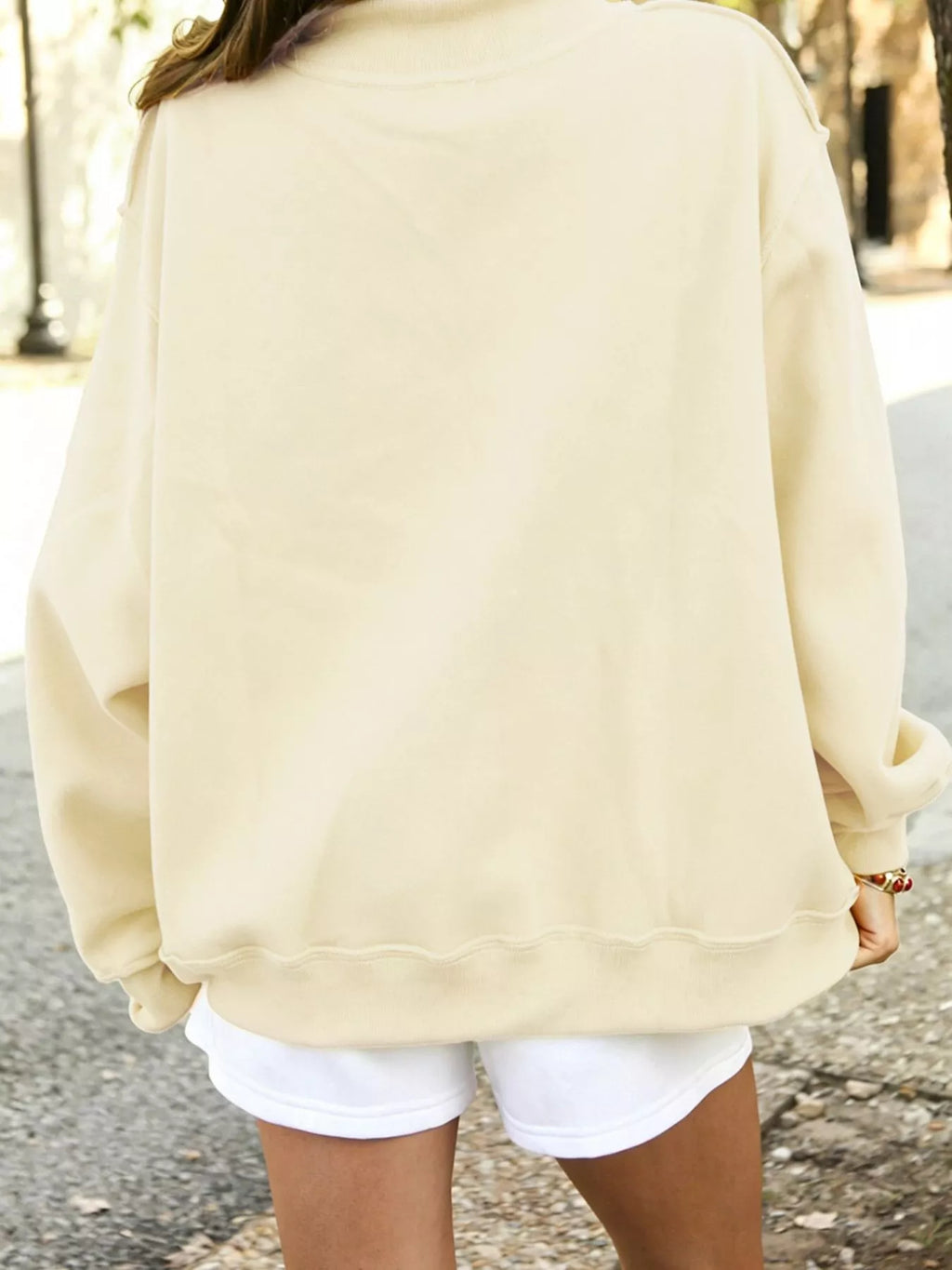 Mock Neck Dropped Shoulder Sweatshirt