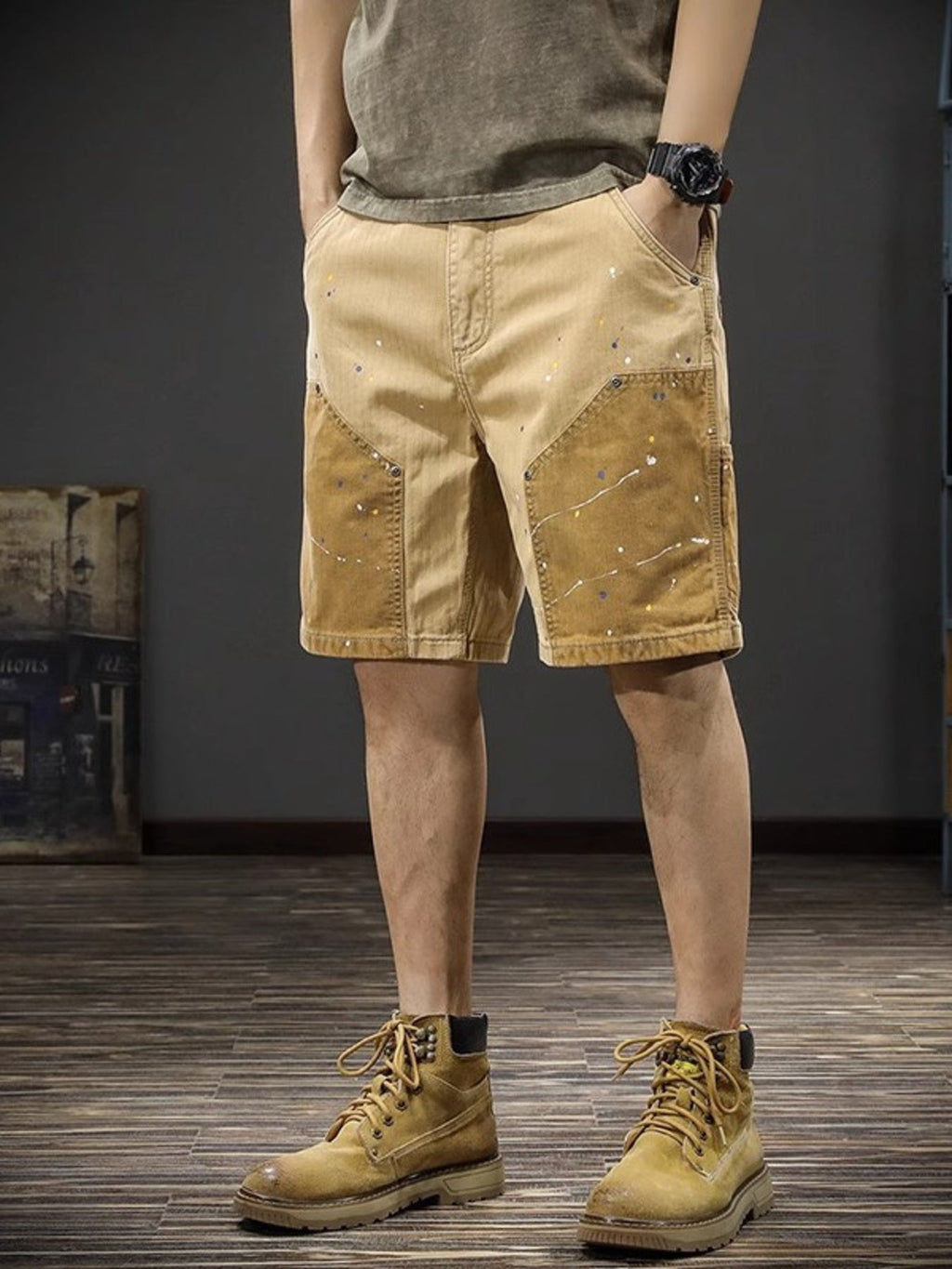 Men's Paint Splatter Cargo Shorts