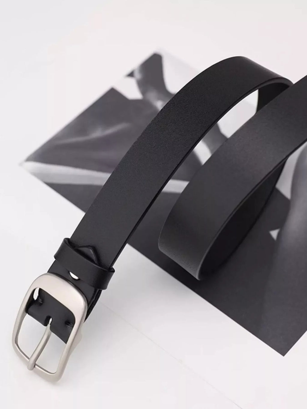 Leather Belt with Silver Buckle