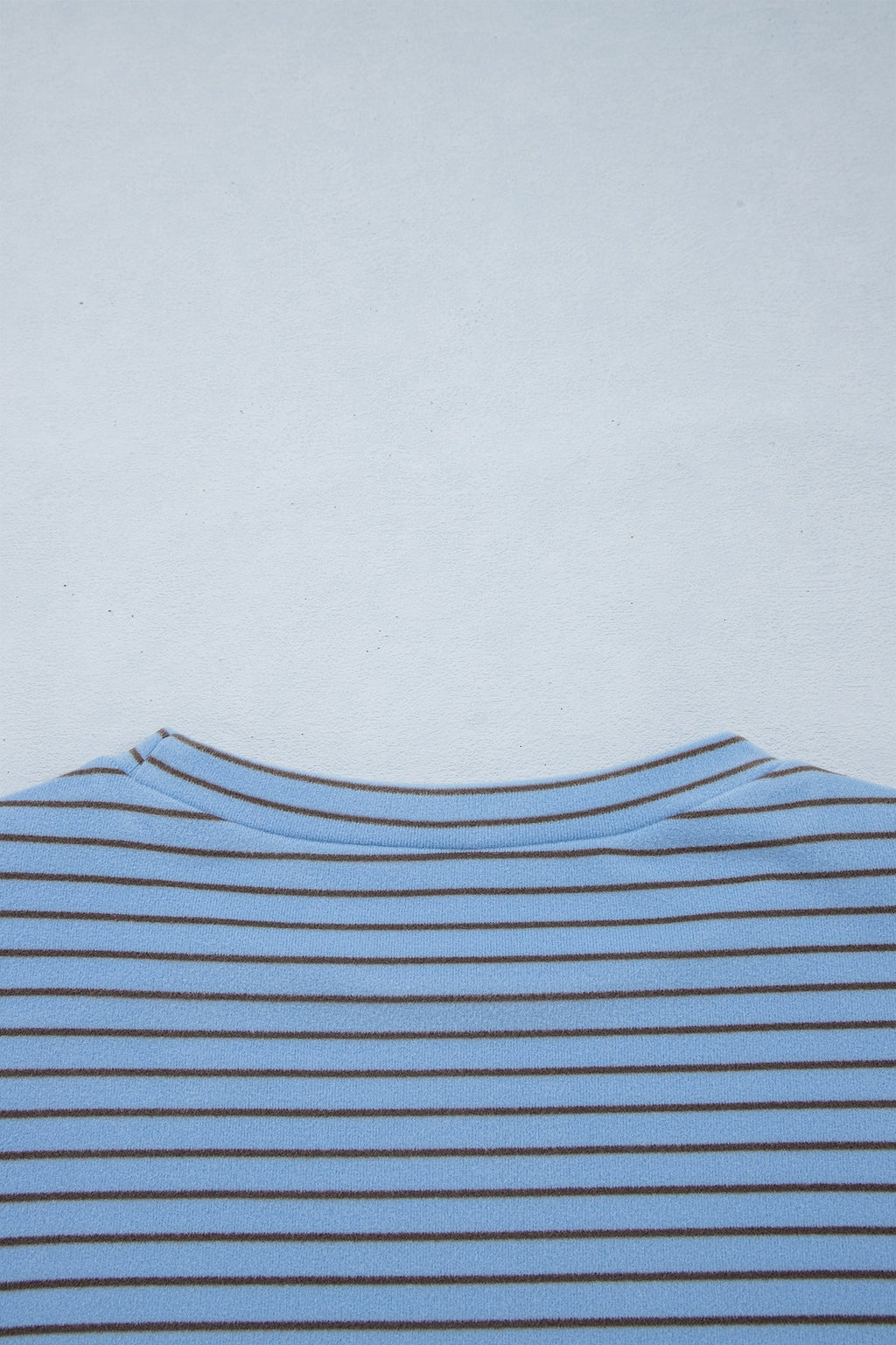 Sky Blue Stripe Color Block Contrast Long Sleeve Round Neck Casual Shift Pullover