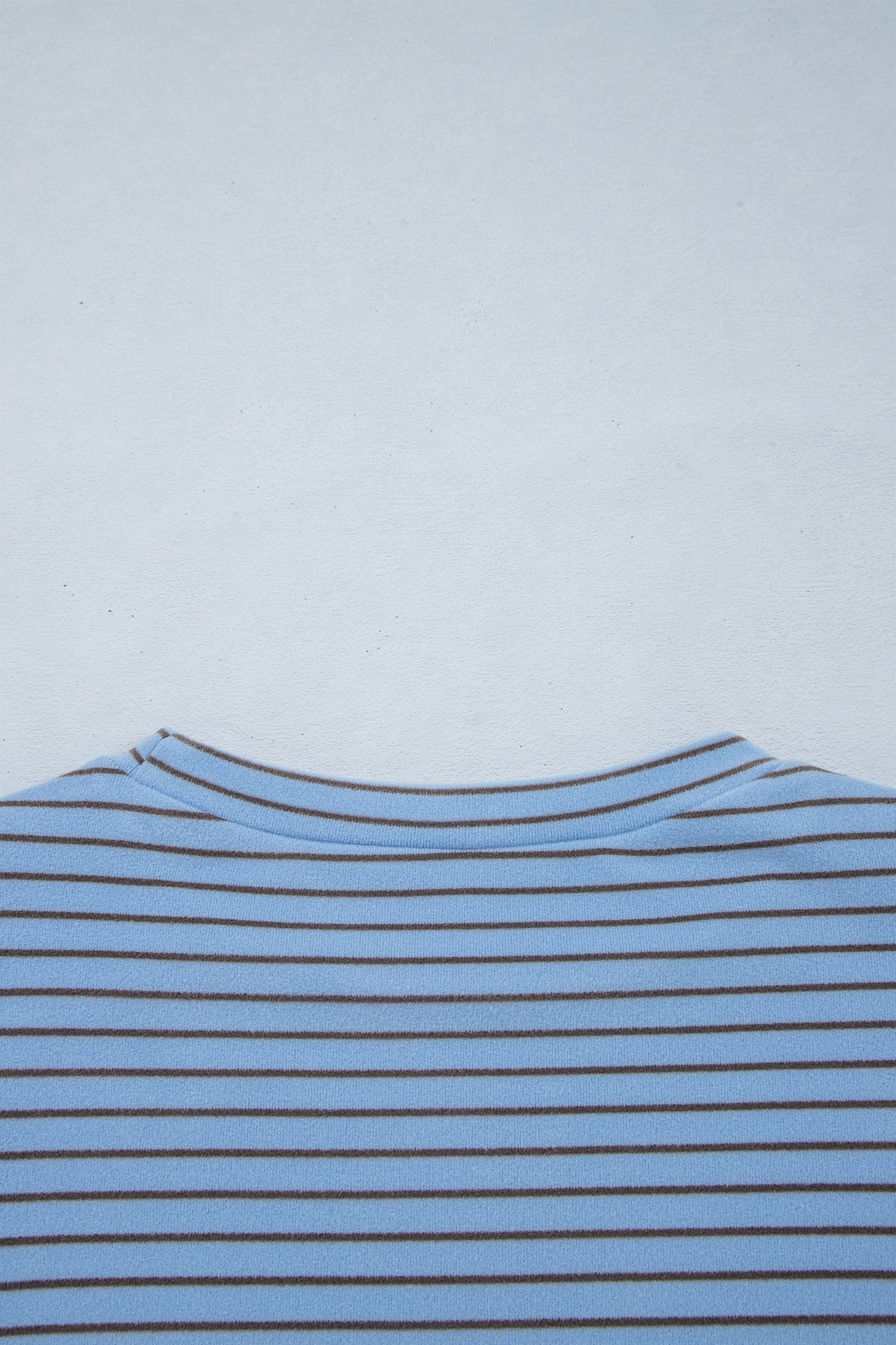 Sky Blue Stripe Color Block Contrast Long Sleeve Round Neck Casual Shift Pullover