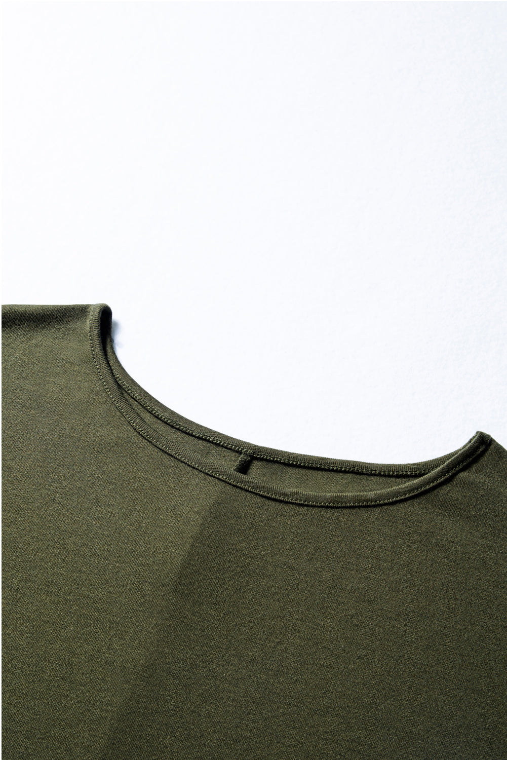 Solid Round Neck Extended Cuff Long Sleeve Top