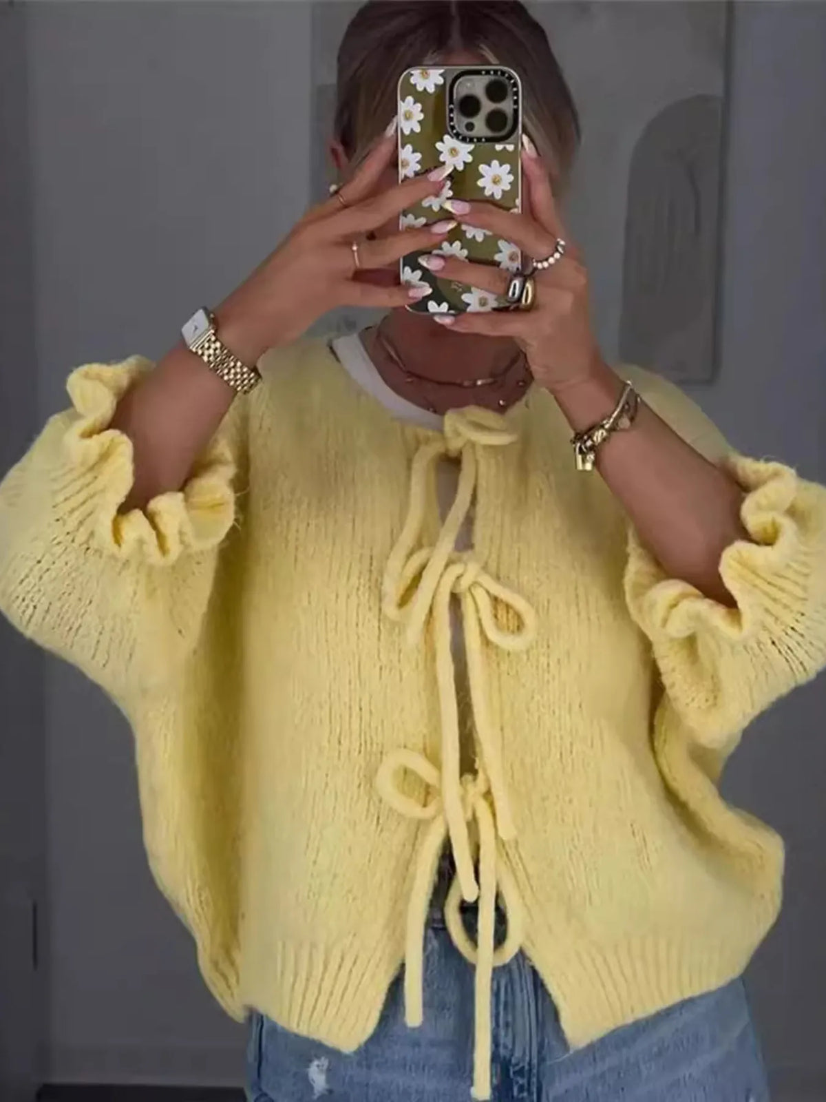 Tie-Front Cropped Cardigan