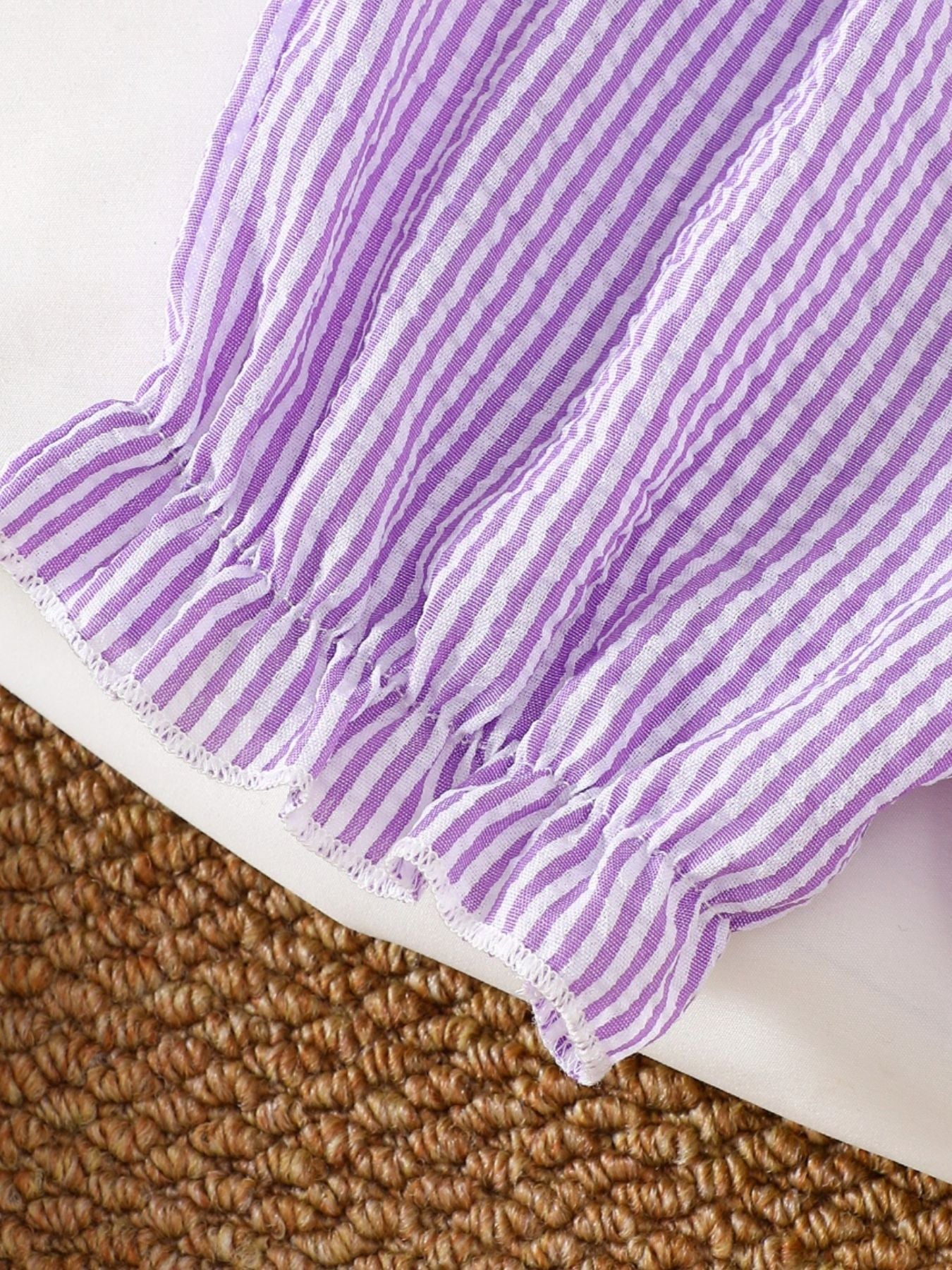 Children's Striped Ruffle Sleeve Top and Shorts Set