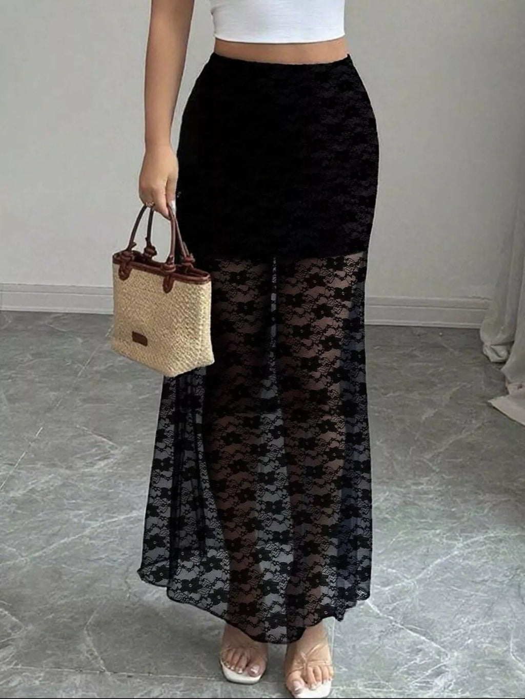 Elegant Lace Mermaid Sheer Skirt