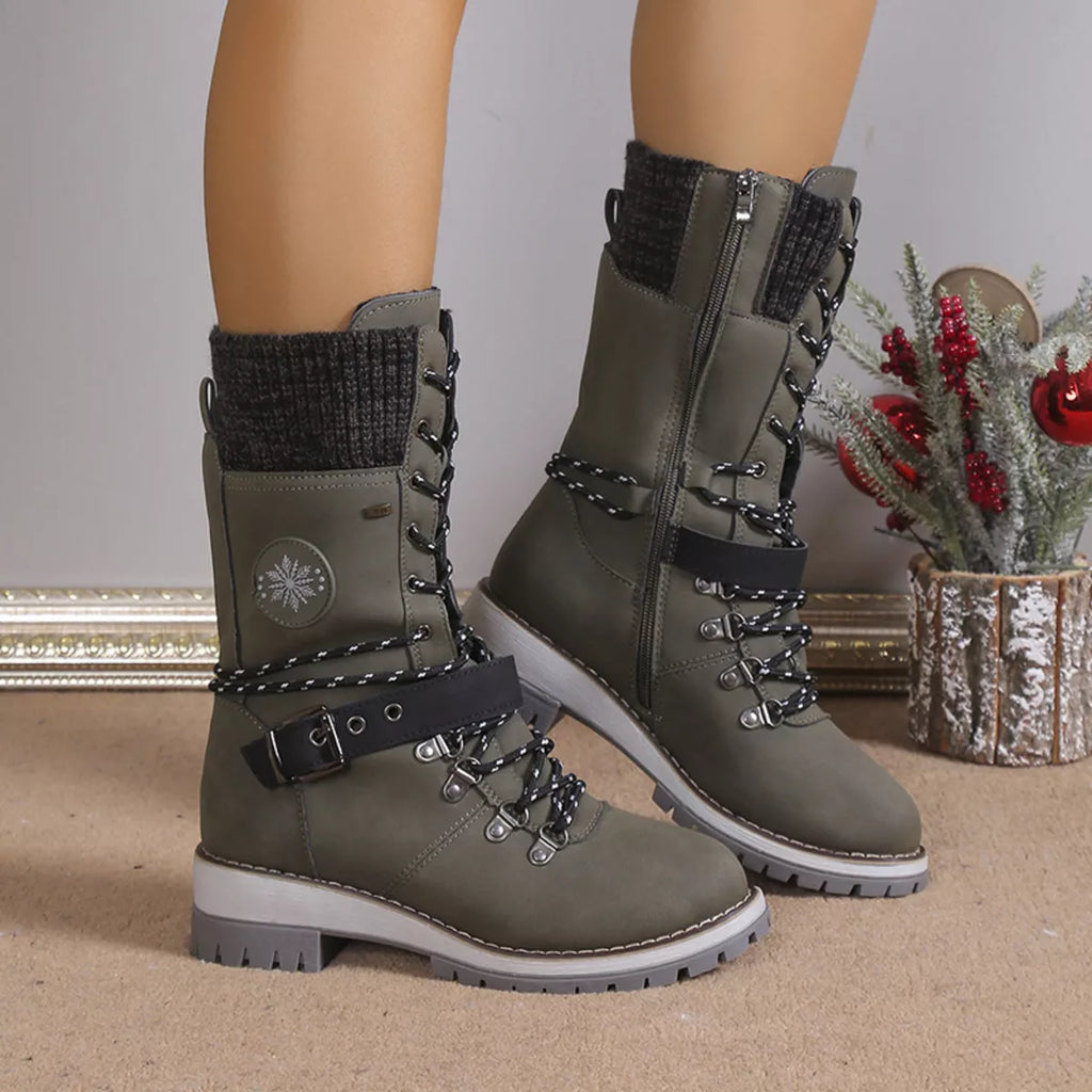 Lace Up Block Heel Boots