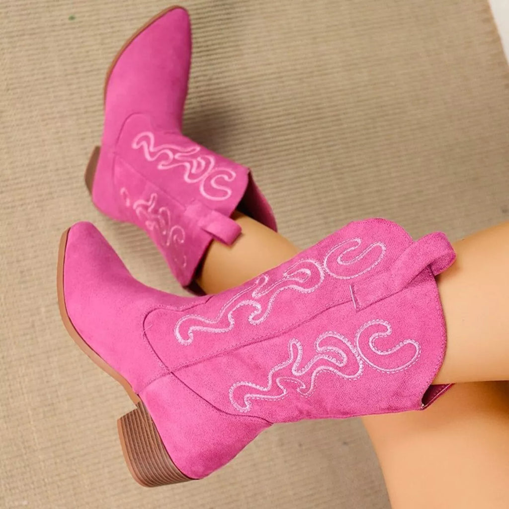 Point Toe Block Heels Boots
