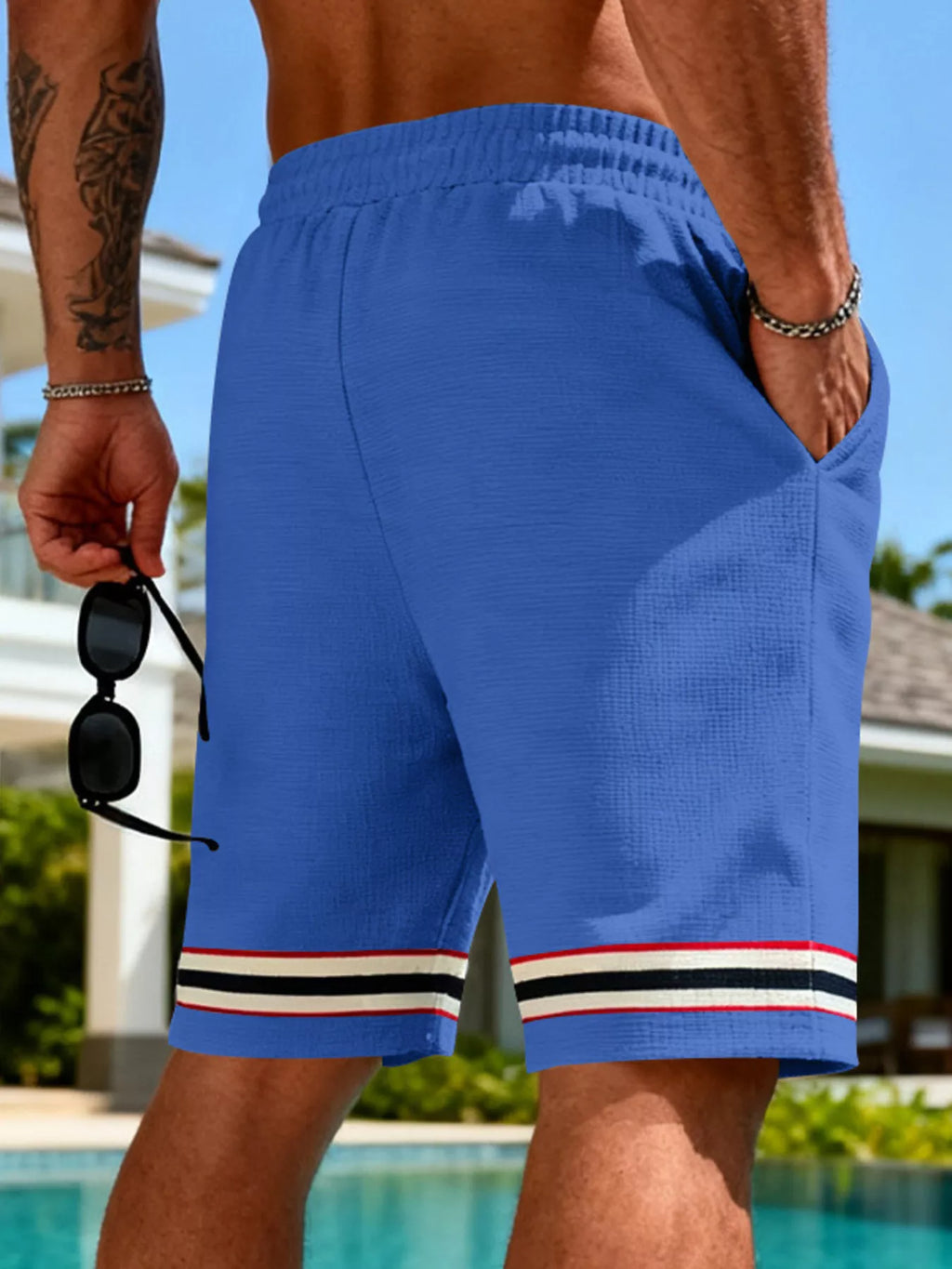 Men's Full Size Textured Knit Drawstring Shorts Plus Size