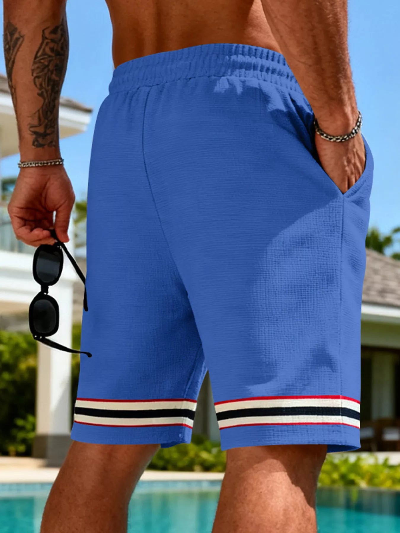 Men's Full Size Textured Knit Drawstring Shorts Plus Size