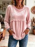 Velvet Fringe Long Sleeve Blouse