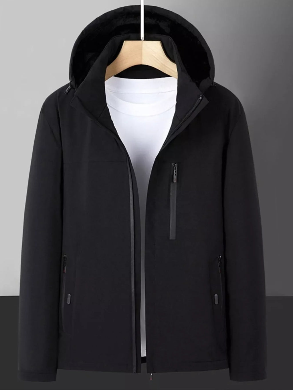 Men's Plus Size Warm Fleece Lined Hooded Winter Coat