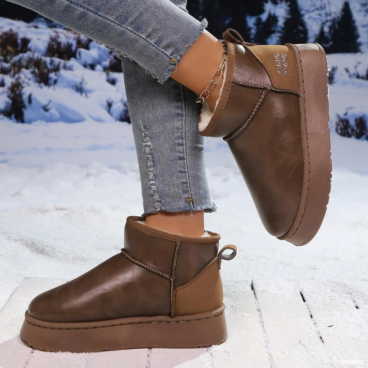Faux-Fur Platform Ankle Boots