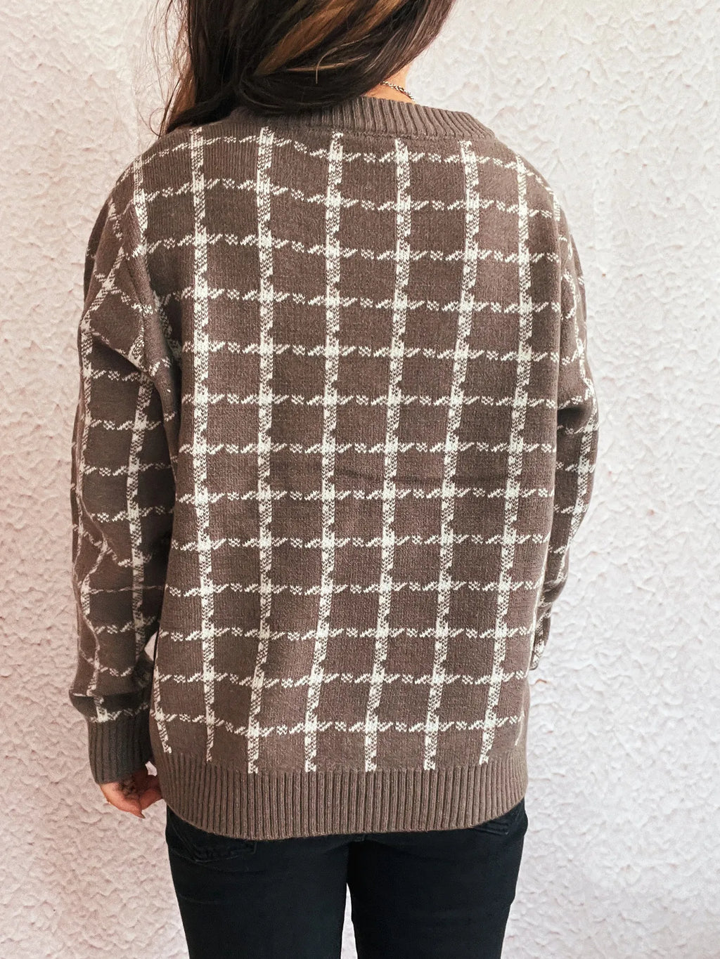 Plaid Zip-Up Cardigan with Gentle Stretch