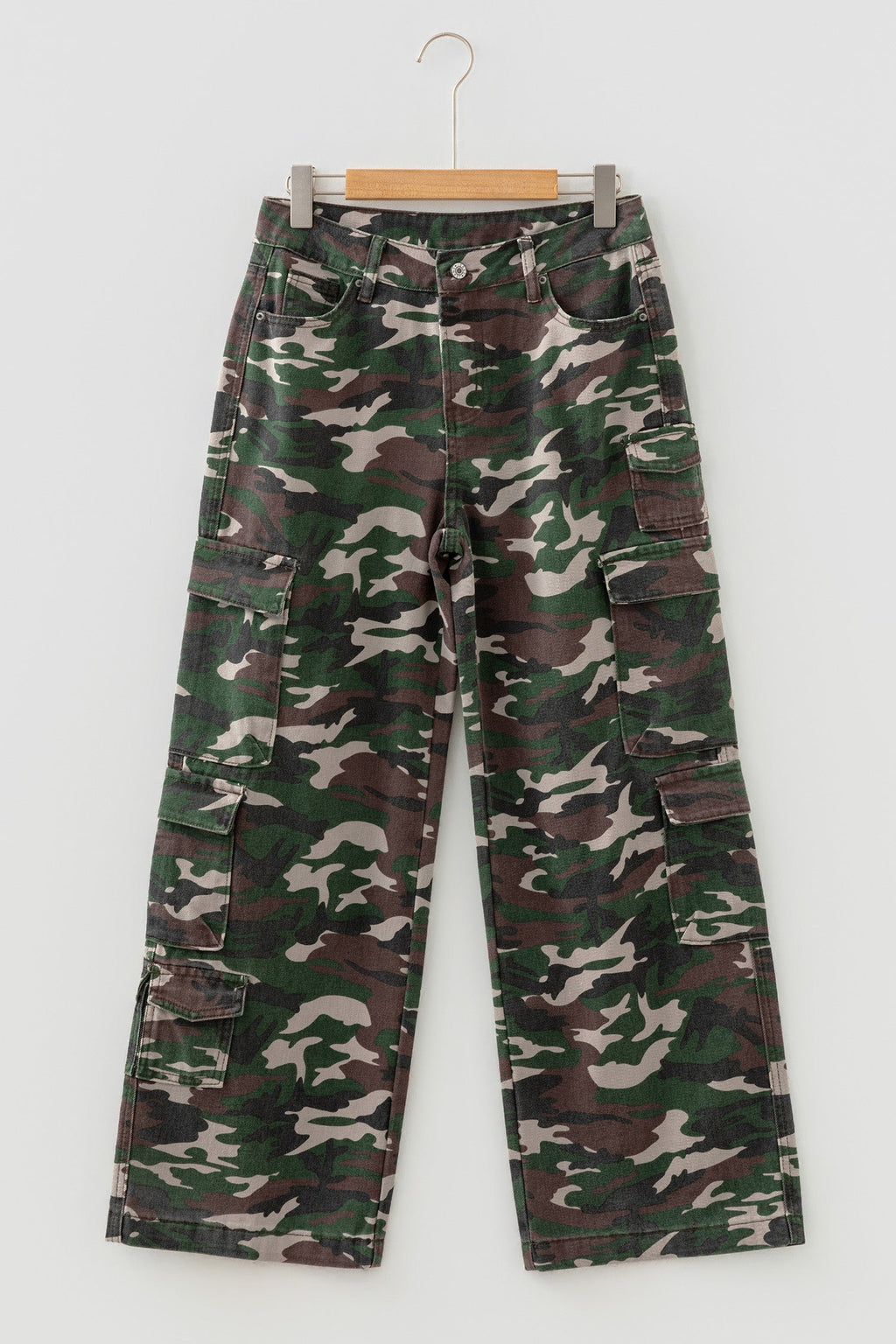 Green Camo Cargo Wide Leg Pants
