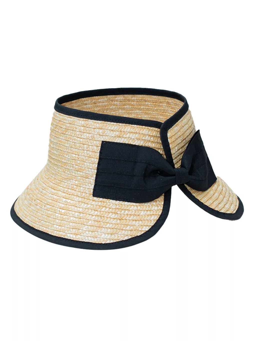 Straw Sun Visor Hat with Bow