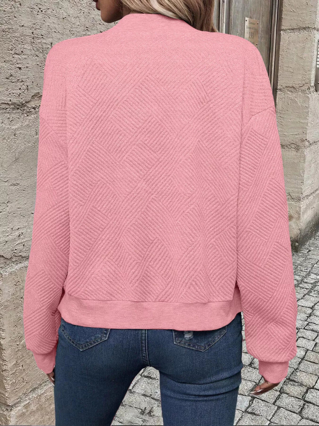 Textured Knit Zip-Up Jacket