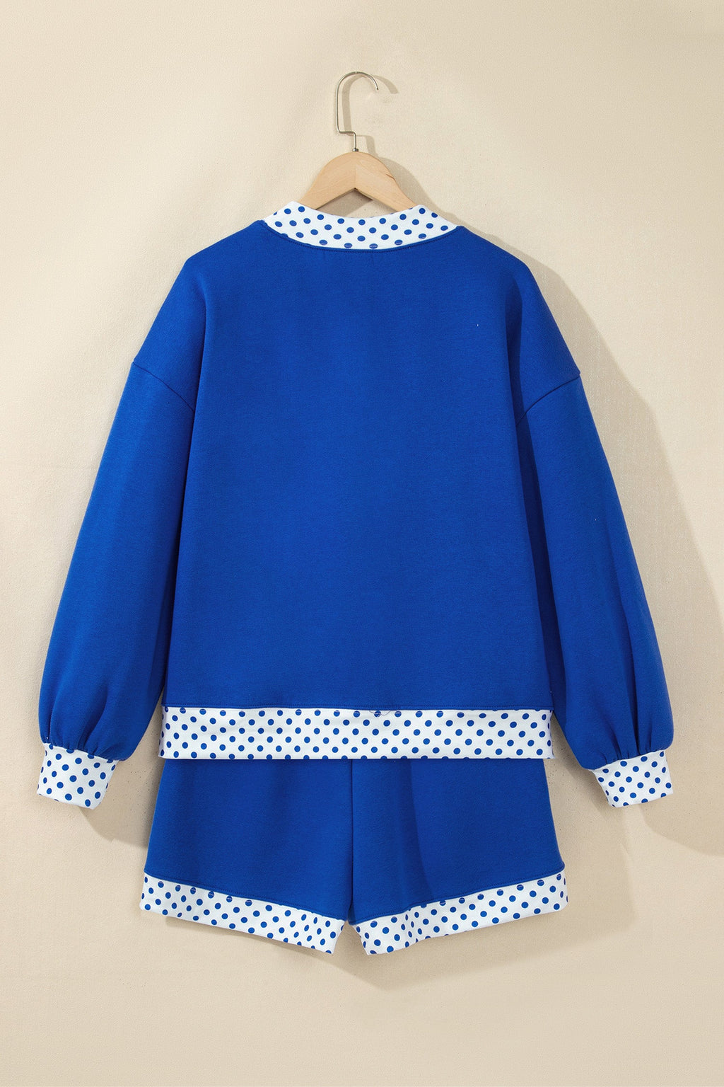 Racing Red Polka Dot Trim Baggy Pullover 2pcs Short Set