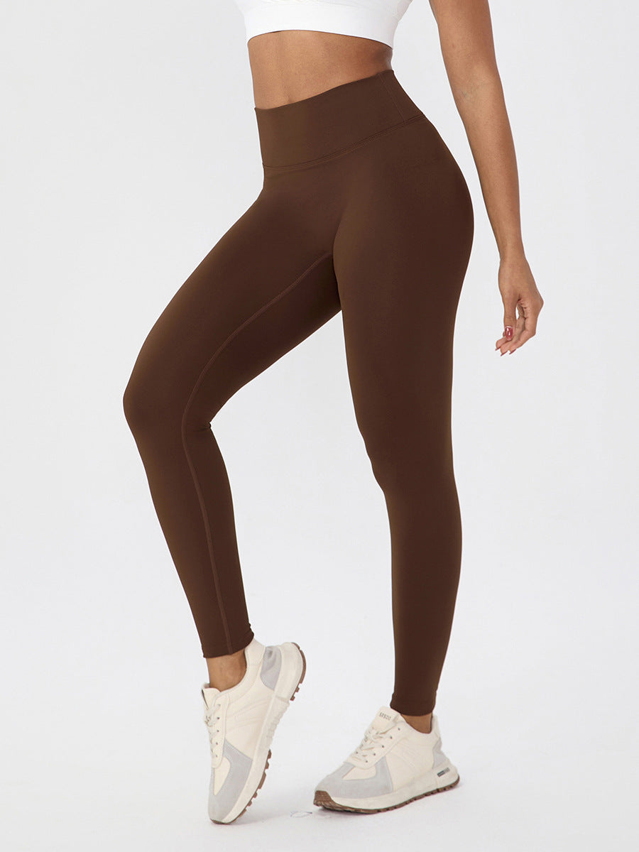 Womens Solid-Color High-Waisted Sports Peach-Hip Yoga Pants