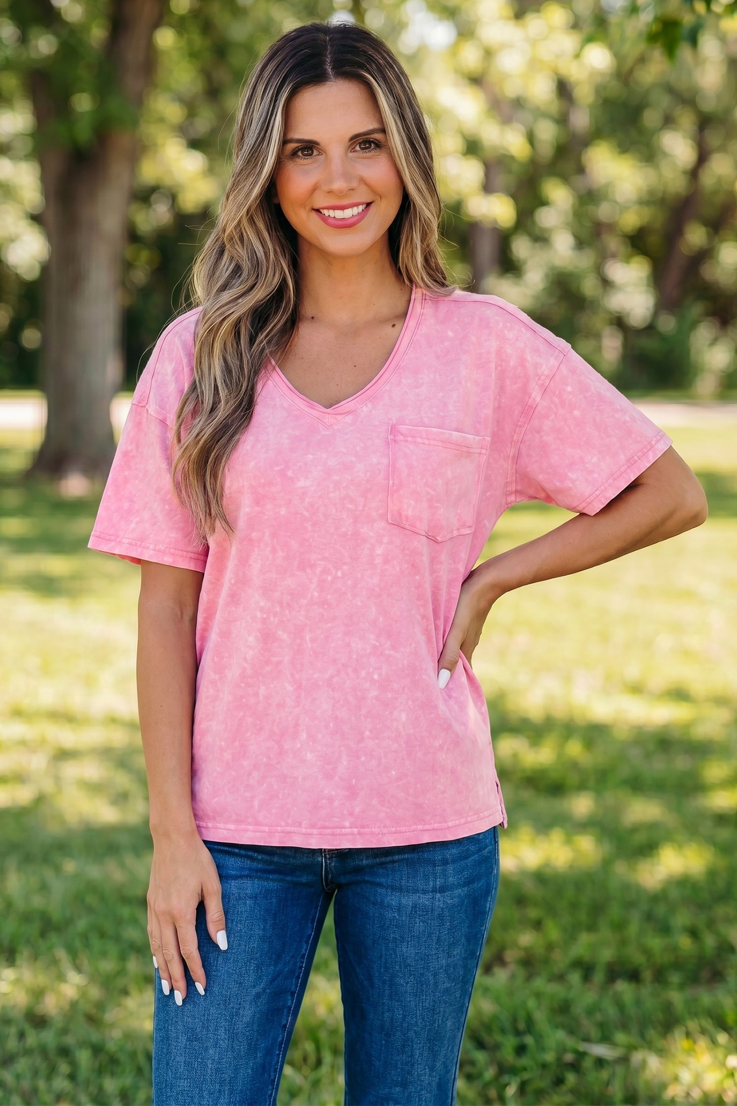 Sachet Pink Cotton Mineral Wash T Shirt