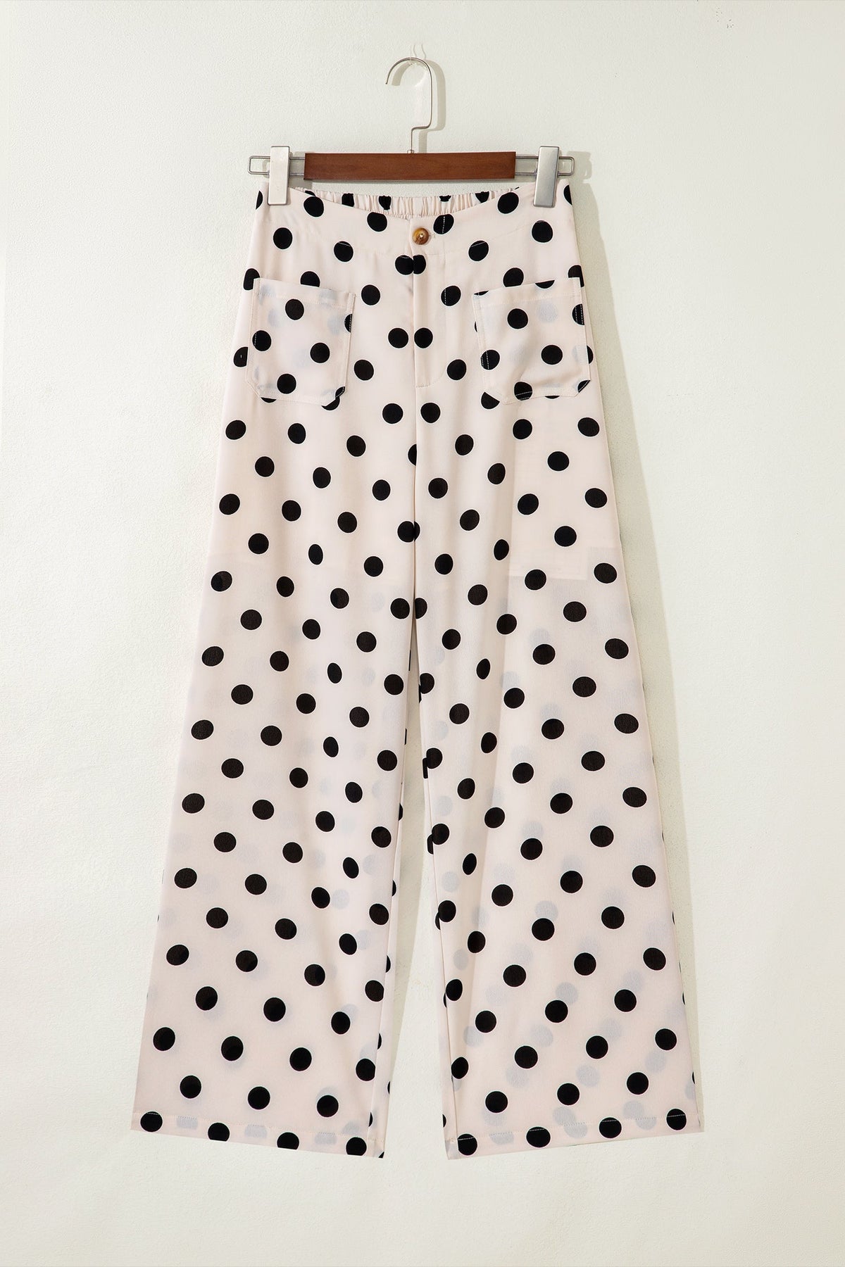 Polka Dot Patch Pocket Wide Leg Pants