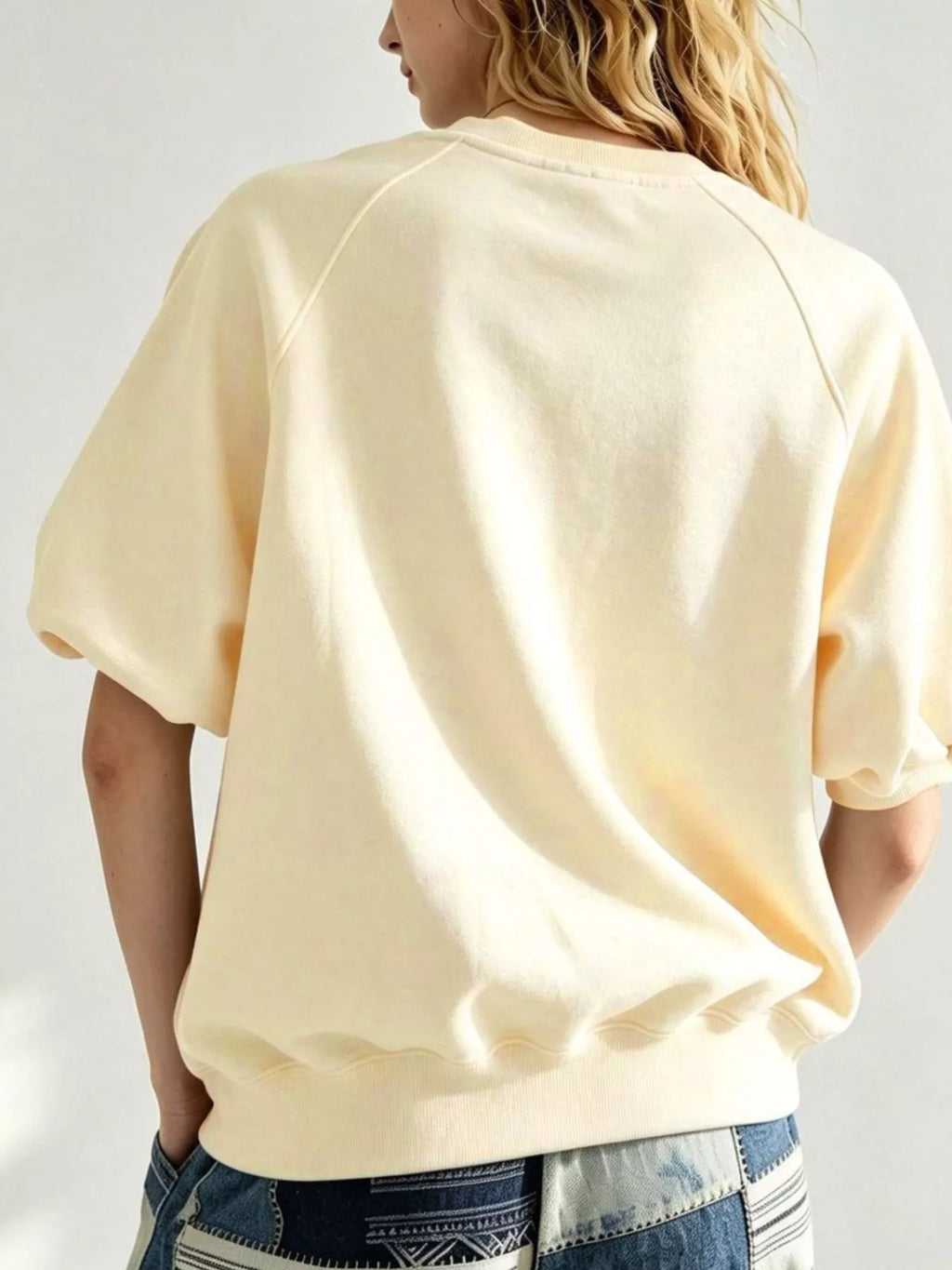 Full Size Raglan Short-Sleeve Sweatshirt Plus Size