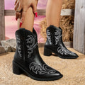Point Toe Block Heels Boots