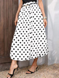 High-Waisted Polka Dot A-Line Midi Skirt