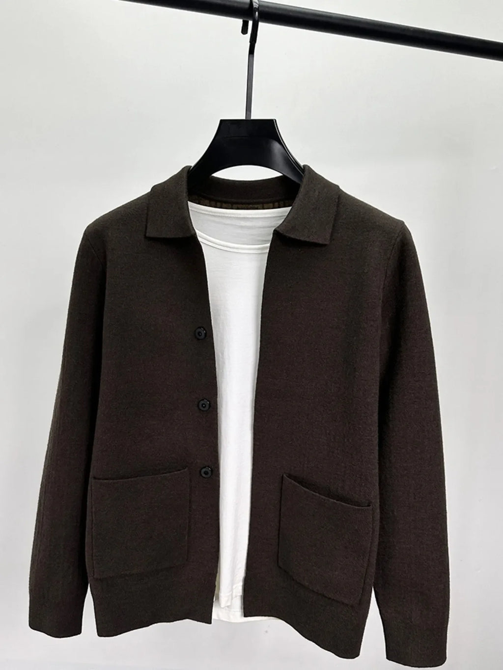 Men's Plus Size Button-Up Cardigan with Pockets