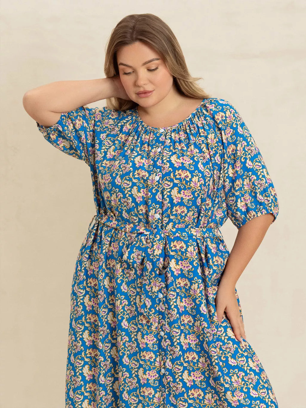 Floral Print Maxi Dress with Side Slit