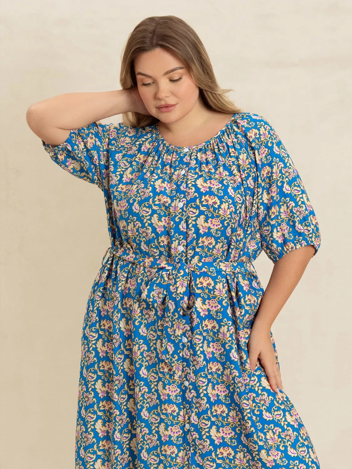 Floral Print Maxi Dress with Side Slit