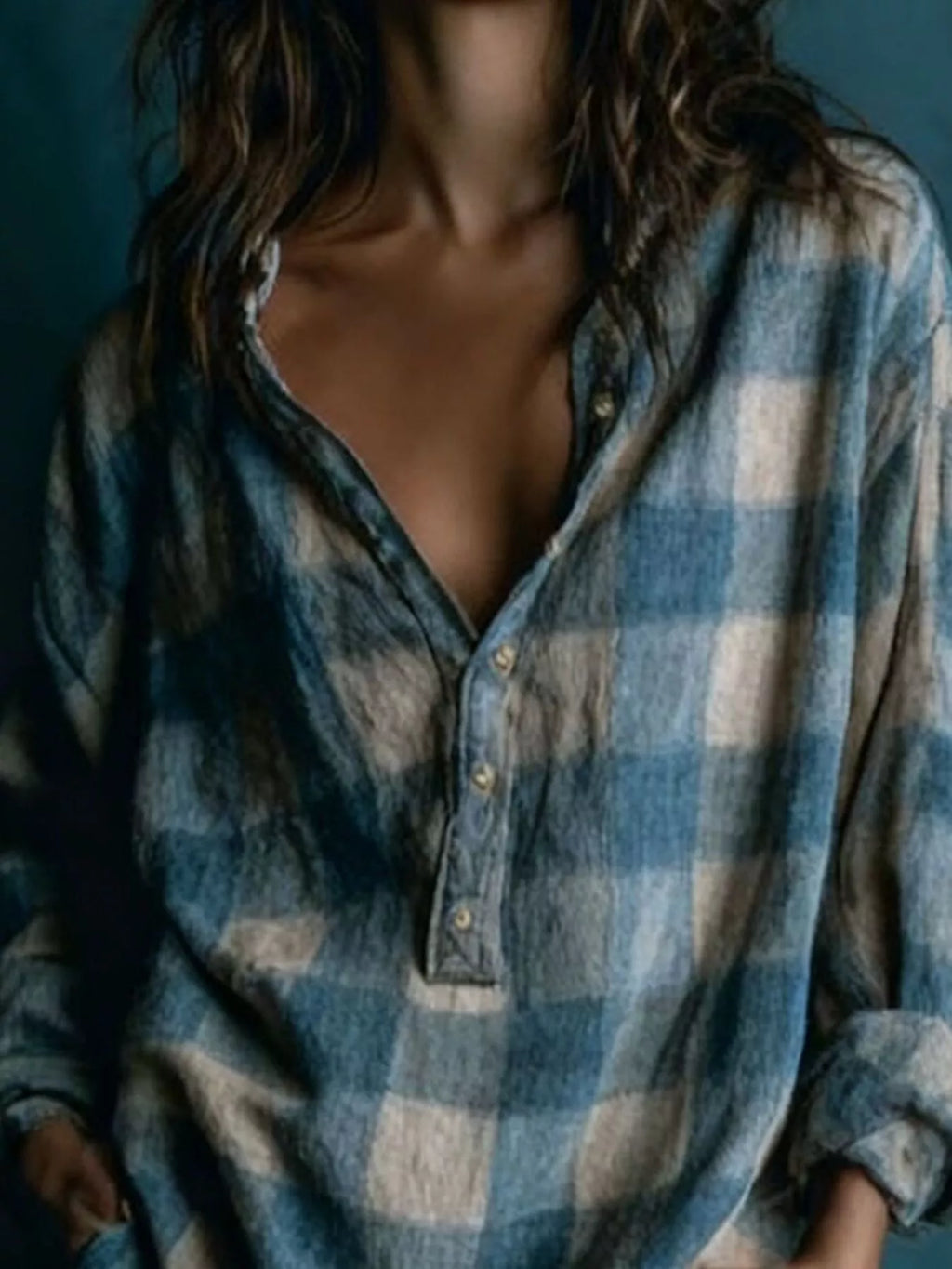 Full Size Oversized Plaid Button-Down Shirt Dress Plus Size
