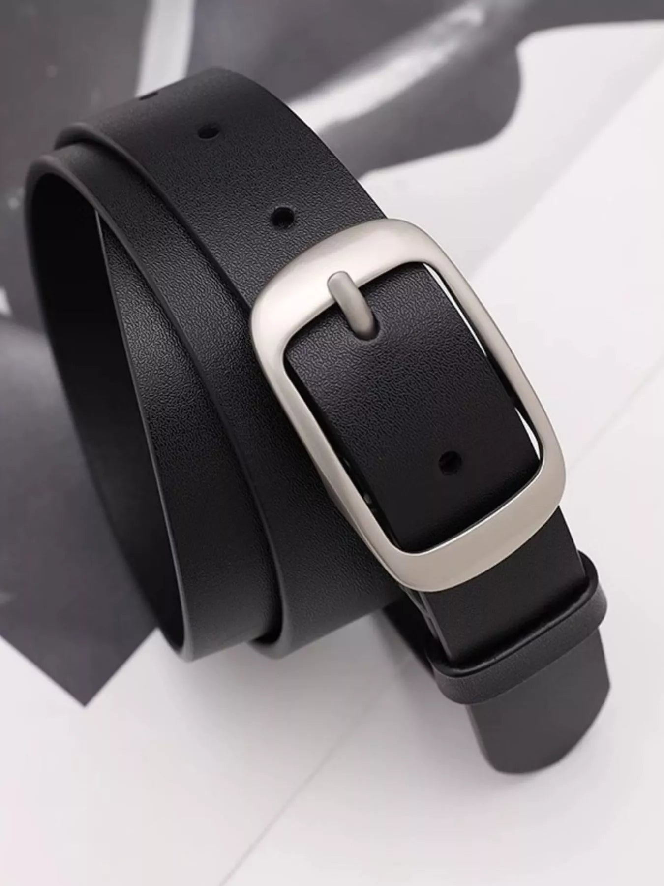 Leather Belt with Silver Buckle