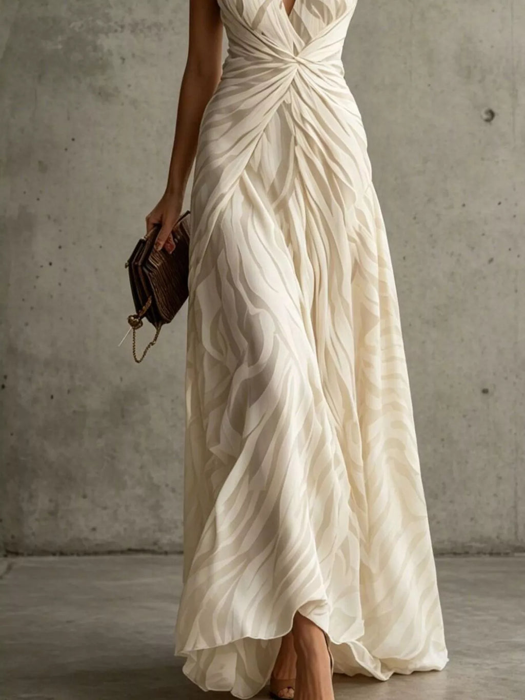 Halter Neck Ruched Maxi Dress