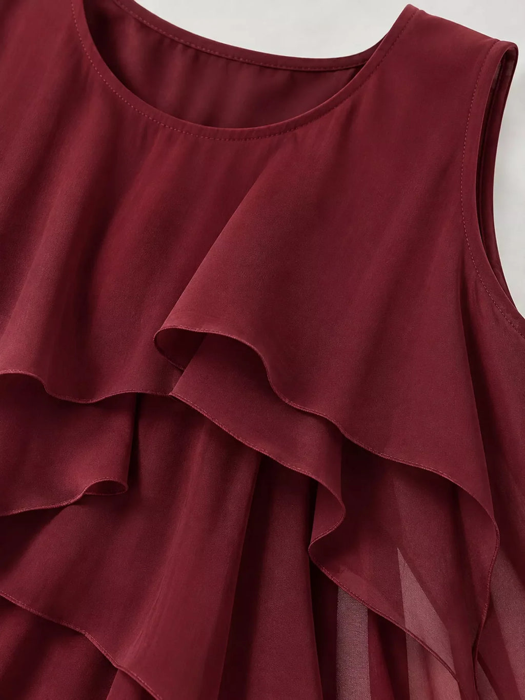 Ruffled Round Neck Sleeveless Maxi Dress