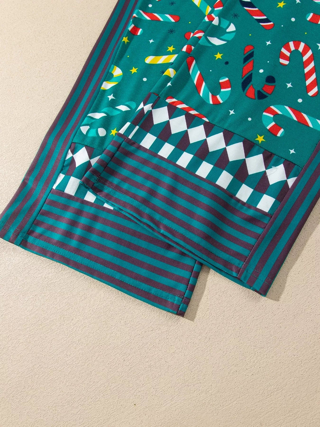 Abstract Candy Cane Print Long Sleeve Two Piece Lounge Set
