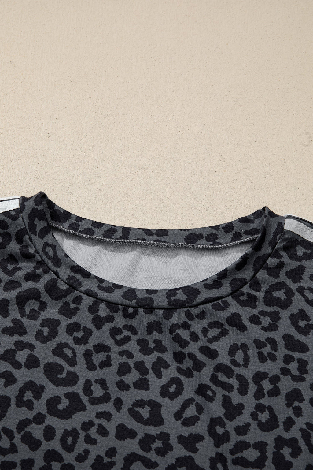 Pink Leopard Print Varsity Striped Detail 3/4 Sleeve Top Shift Pant Set