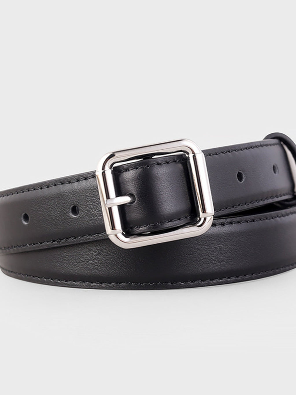 Square Buckle Leather Belt