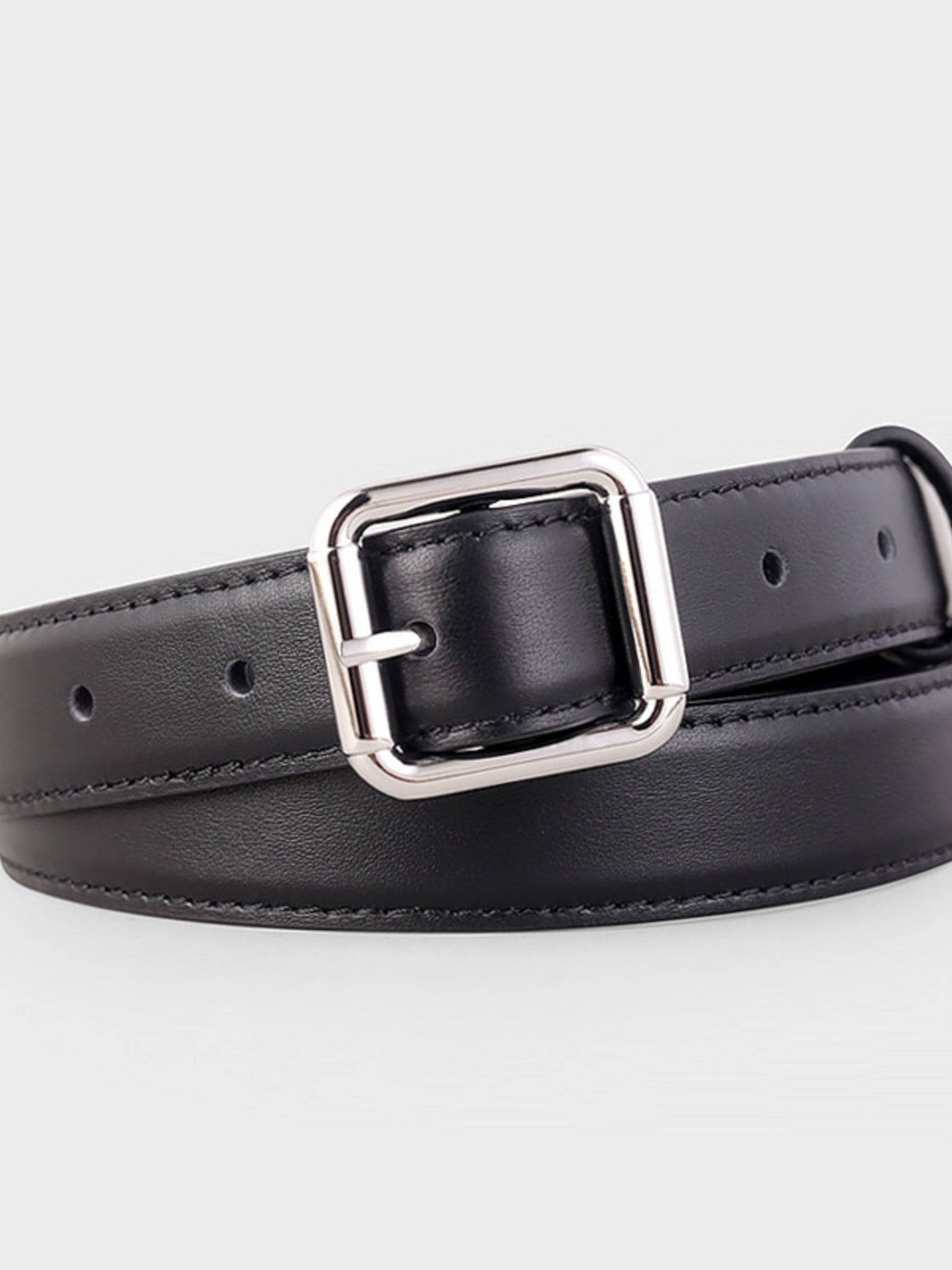 Square Buckle Leather Belt
