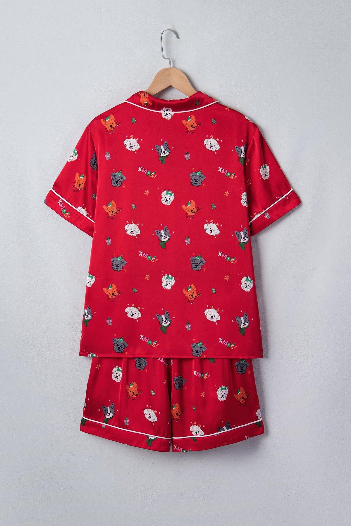 Christmas Dog Collared Top & Shorts Pajama Set