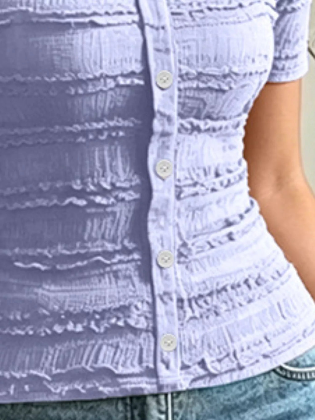 Frill Square Neck Short Sleeve Top