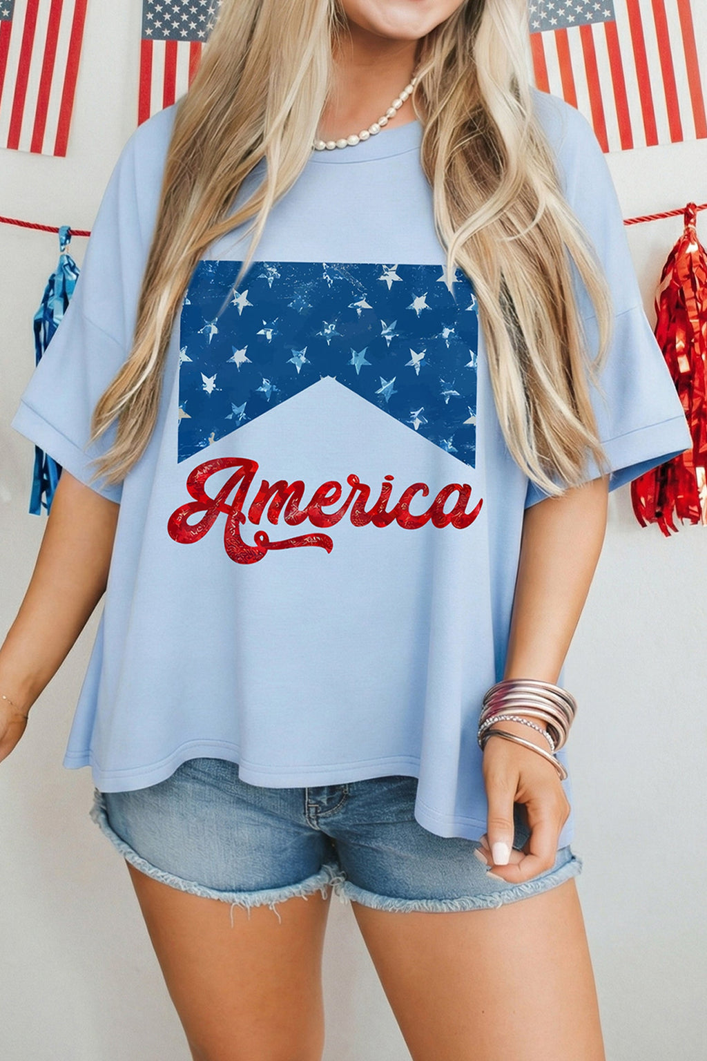 Myosotis America Fashion Print Relaxed T Shirt