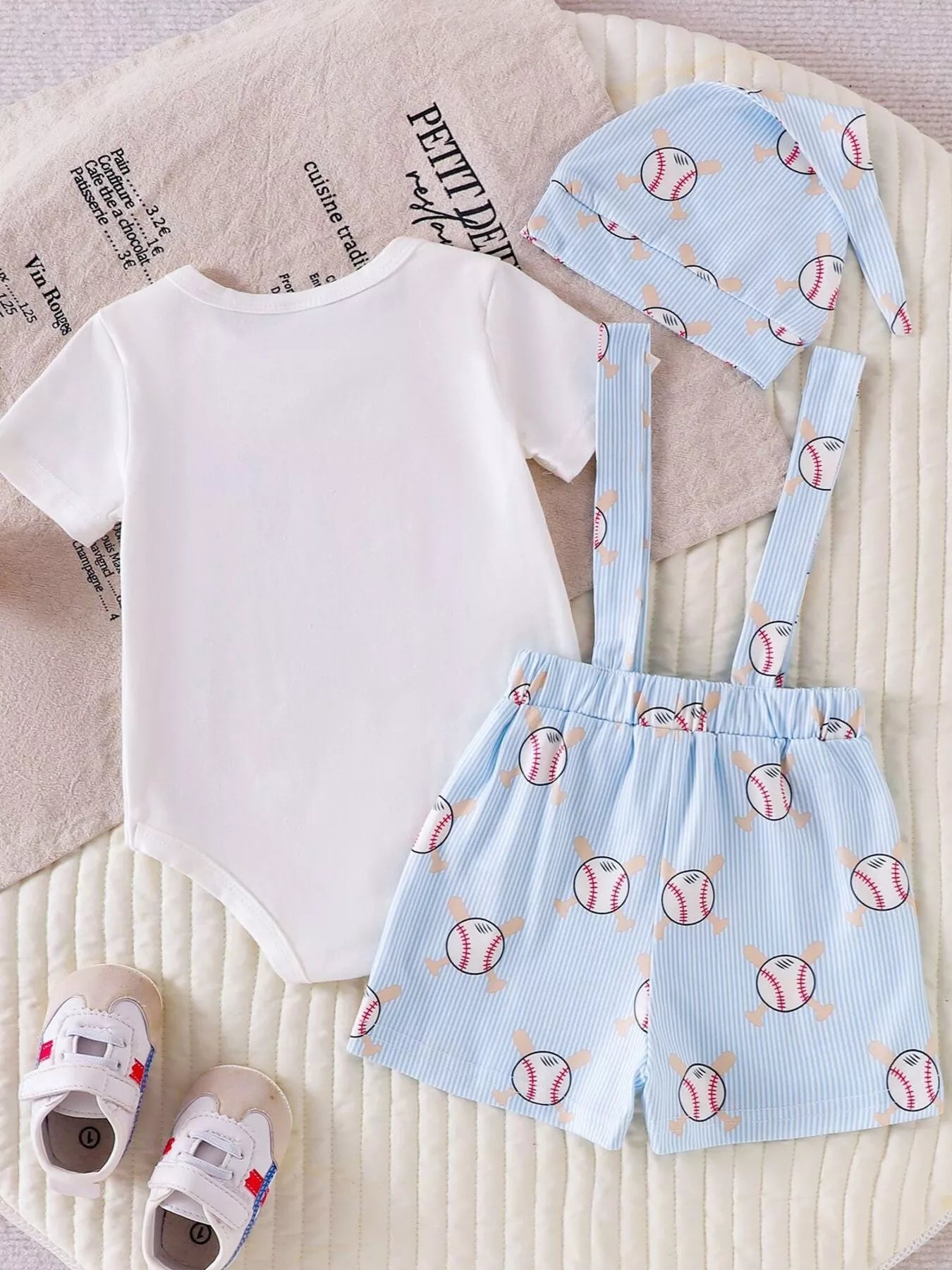 Children's Baseball Themed Bodysuit and Suspender Set