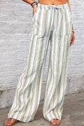 Full Size Striped Wide-Leg Pants Plus Size