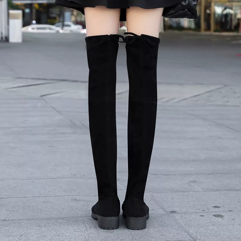 Over-the-Knee Block Heels Boots