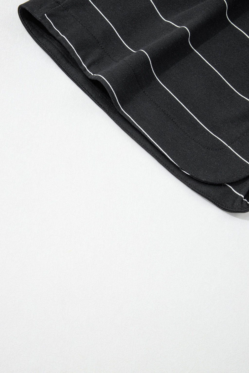Black Stripe Half Sleeve Tee Drawstring Shorts 2pcs Set