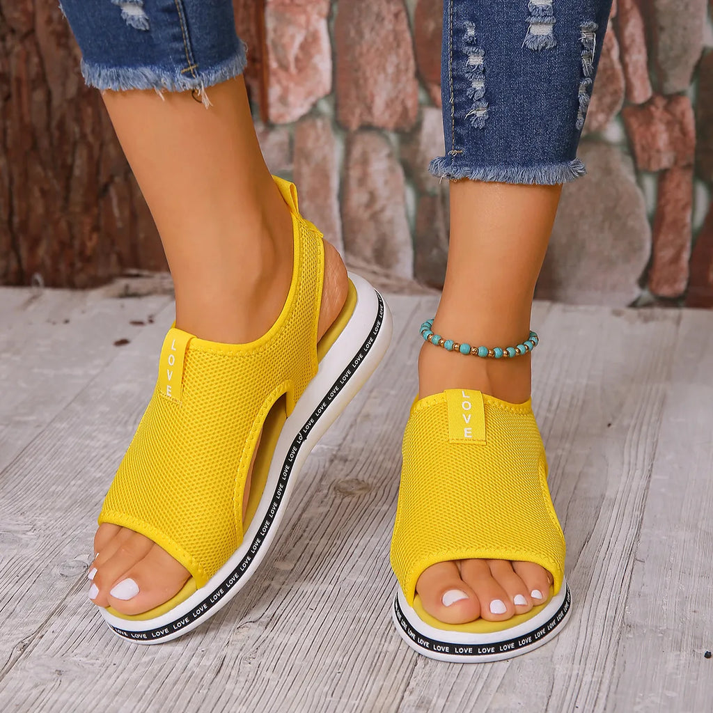 Mesh Open Toe Platform Sandals